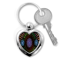 Flower Stigma Colorful Rainbow Animation Gold Space Key Chains (heart) 