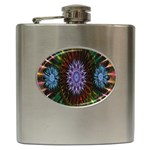 Flower Stigma Colorful Rainbow Animation Gold Space Hip Flask (6 oz) Front