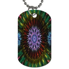 Flower Stigma Colorful Rainbow Animation Gold Space Dog Tag (two Sides)