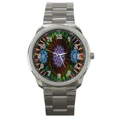 Flower Stigma Colorful Rainbow Animation Gold Space Sport Metal Watch by Mariart