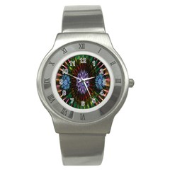 Flower Stigma Colorful Rainbow Animation Gold Space Stainless Steel Watch by Mariart