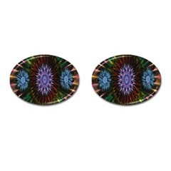 Flower Stigma Colorful Rainbow Animation Gold Space Cufflinks (oval)