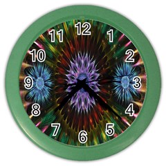 Flower Stigma Colorful Rainbow Animation Gold Space Color Wall Clocks