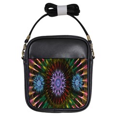 Flower Stigma Colorful Rainbow Animation Gold Space Girls Sling Bags