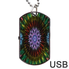 Flower Stigma Colorful Rainbow Animation Gold Space Dog Tag Usb Flash (one Side)