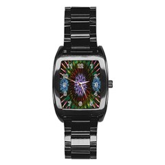 Flower Stigma Colorful Rainbow Animation Gold Space Stainless Steel Barrel Watch by Mariart