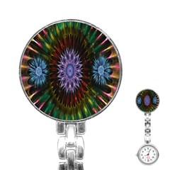 Flower Stigma Colorful Rainbow Animation Gold Space Stainless Steel Nurses Watch by Mariart