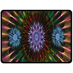 Flower Stigma Colorful Rainbow Animation Gold Space Double Sided Fleece Blanket (large) 