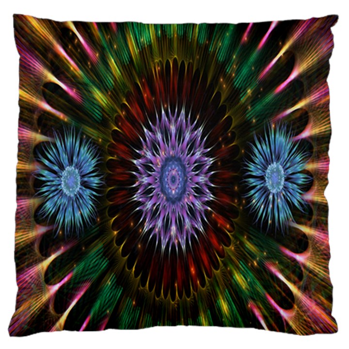 Flower Stigma Colorful Rainbow Animation Gold Space Large Flano Cushion Case (One Side)