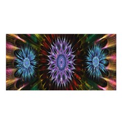 Flower Stigma Colorful Rainbow Animation Gold Space Satin Shawl by Mariart