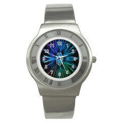 Flower Stigma Colorful Rainbow Animation Space Stainless Steel Watch by Mariart