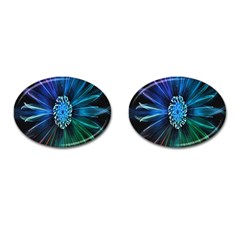 Flower Stigma Colorful Rainbow Animation Space Cufflinks (oval) by Mariart