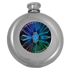 Flower Stigma Colorful Rainbow Animation Space Round Hip Flask (5 Oz) by Mariart