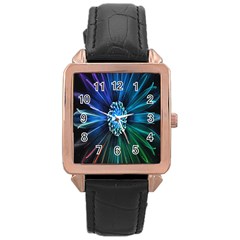 Flower Stigma Colorful Rainbow Animation Space Rose Gold Leather Watch  by Mariart