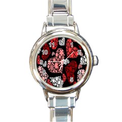 Floral Flower Heart Valentine Round Italian Charm Watch