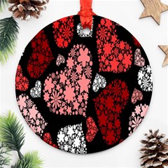 Floral Flower Heart Valentine Ornament (round) by Mariart