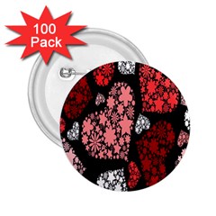 Floral Flower Heart Valentine 2 25  Buttons (100 Pack) 