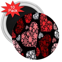 Floral Flower Heart Valentine 3  Magnets (10 Pack) 