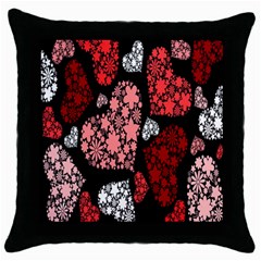 Floral Flower Heart Valentine Throw Pillow Case (black)