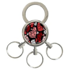 Floral Flower Heart Valentine 3-ring Key Chains