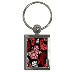 Floral Flower Heart Valentine Key Chains (rectangle) 