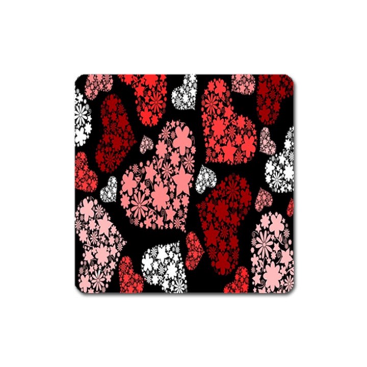 Floral Flower Heart Valentine Square Magnet