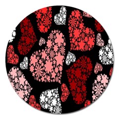 Floral Flower Heart Valentine Magnet 5  (round) by Mariart