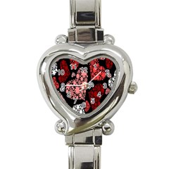 Floral Flower Heart Valentine Heart Italian Charm Watch by Mariart