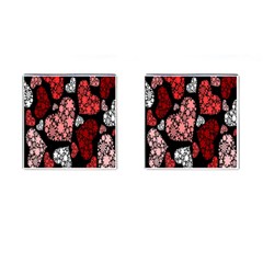 Floral Flower Heart Valentine Cufflinks (square) by Mariart