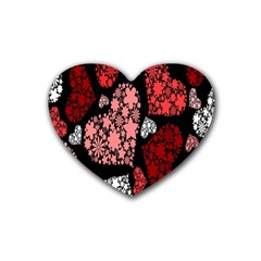 Floral Flower Heart Valentine Heart Coaster (4 Pack)  by Mariart