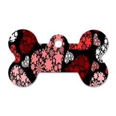 Floral Flower Heart Valentine Dog Tag Bone (one Side)