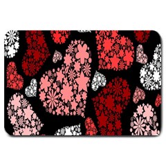 Floral Flower Heart Valentine Large Doormat 