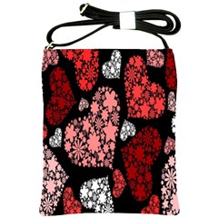 Floral Flower Heart Valentine Shoulder Sling Bags by Mariart