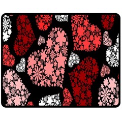 Floral Flower Heart Valentine Fleece Blanket (medium) 