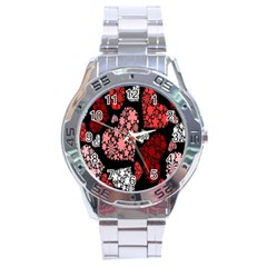 Floral Flower Heart Valentine Stainless Steel Analogue Watch