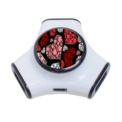 Floral Flower Heart Valentine 3-port Usb Hub