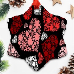 Floral Flower Heart Valentine Ornament (snowflake) by Mariart