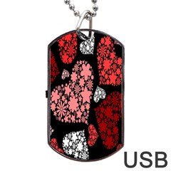 Floral Flower Heart Valentine Dog Tag Usb Flash (one Side)