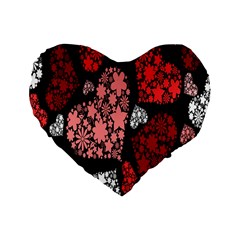 Floral Flower Heart Valentine Standard 16  Premium Heart Shape Cushions