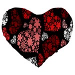 Floral Flower Heart Valentine Large 19  Premium Heart Shape Cushions Front