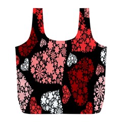 Floral Flower Heart Valentine Full Print Recycle Bags (l) 