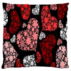 Floral Flower Heart Valentine Large Flano Cushion Case (one Side)