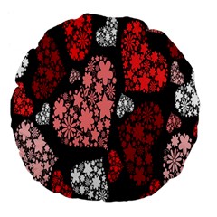 Floral Flower Heart Valentine Large 18  Premium Flano Round Cushions by Mariart