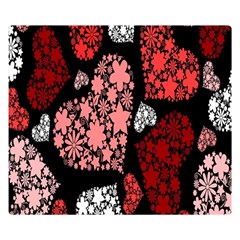 Floral Flower Heart Valentine Double Sided Flano Blanket (small) 