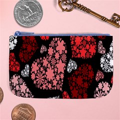 Floral Flower Heart Valentine Large Coin Purse