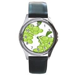 Fruit Green Grape Round Metal Watch