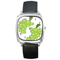 Fruit Green Grape Square Metal Watch