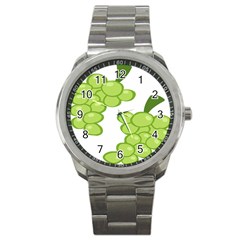 Fruit Green Grape Sport Metal Watch by Mariart