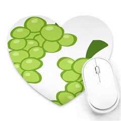 Fruit Green Grape Heart Mousepads