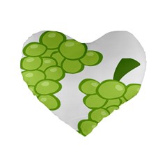 Fruit Green Grape Standard 16  Premium Heart Shape Cushions